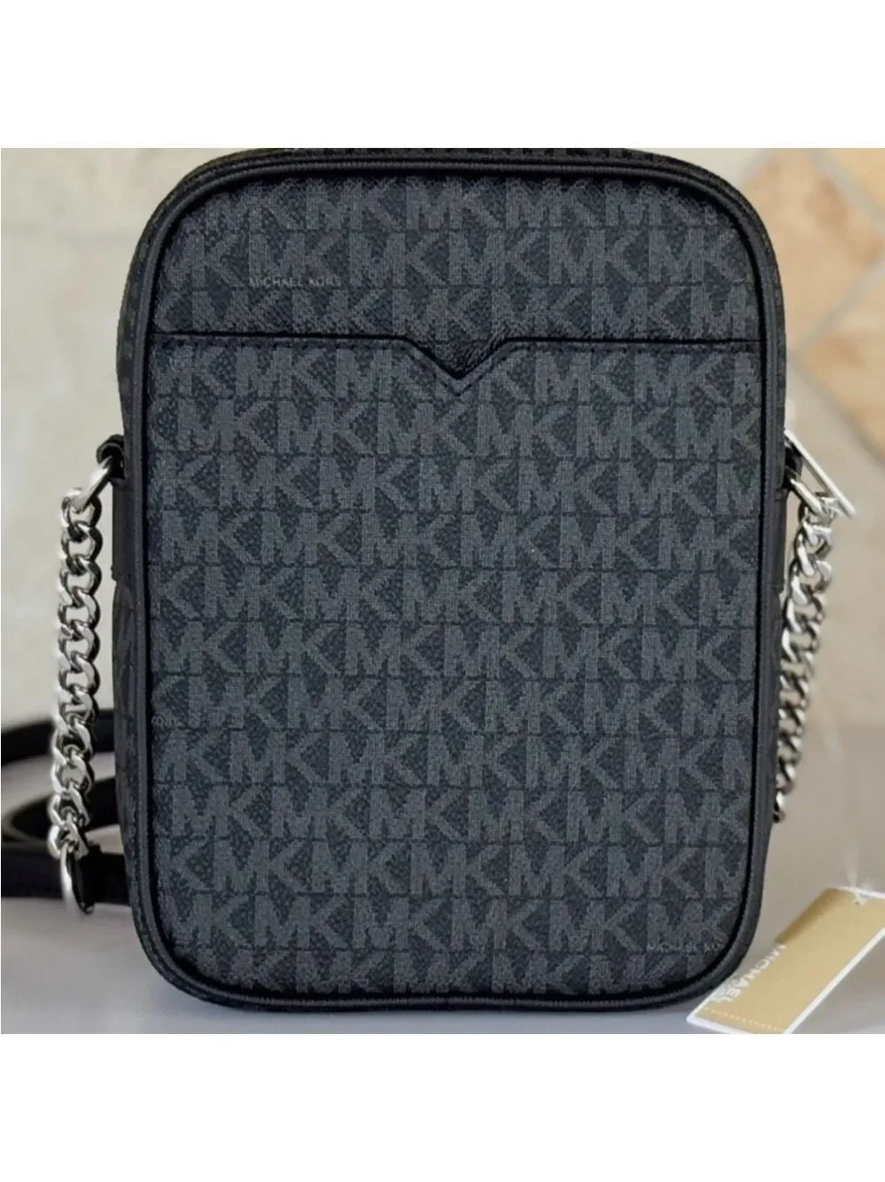 Michael Kors Black Monogram Jet Set Crossbody Bag